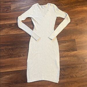 Athleta Reverie Ivory/CreamV-Neck Ribbed Sweater Dress Size XS